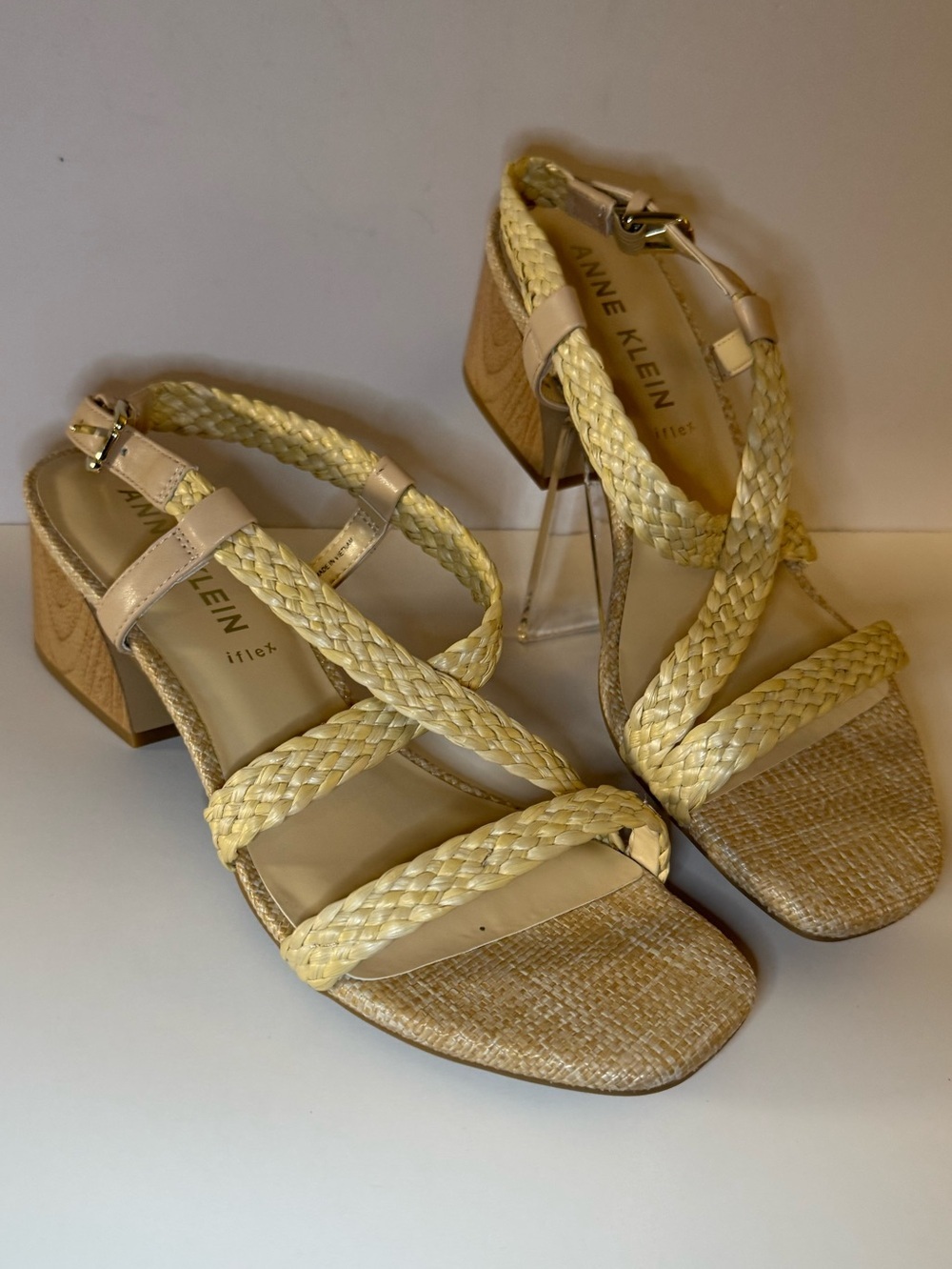 Anne Klein Braided-Strap Block Heel Sandals